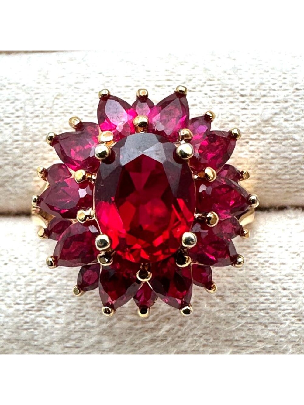 Ross Simons Red Ruby Cluster Ring Gold Plated Sterling Silver Size 7